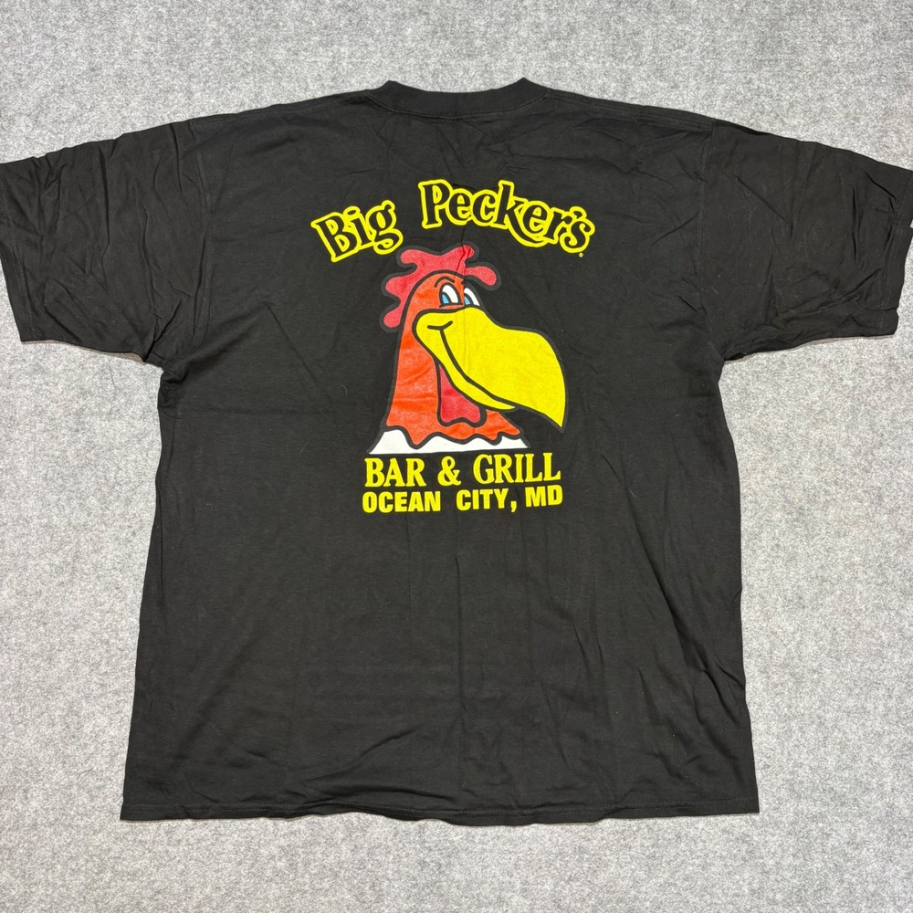 Big Peckers Bar & Grill Ocean City MD T-Shirt Mens Black Graphic Tee XL 0575